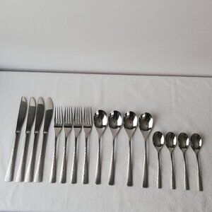 Towle Stainless Flatware Hammered / Pebbled Set of 16